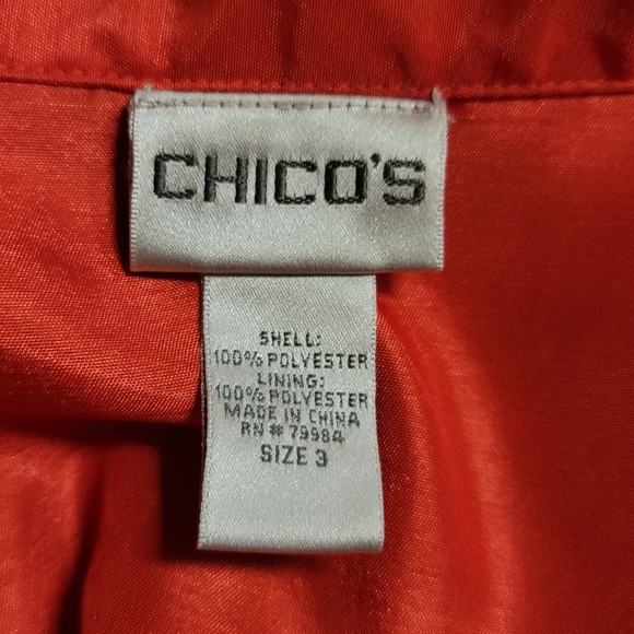 CHICO'S Open Jacket ~ Giraffe Print~Reversible Red~Turn Up Sleeves~ Size 3 - Picture 3 of 3